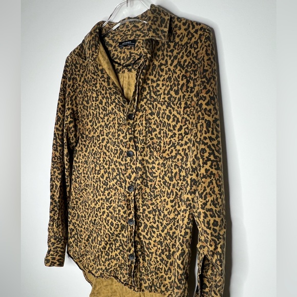 Zara Woman Premium Denim Leopard Print Button-Down Shirt | Women’s Size XS - Picture 7 of 10
